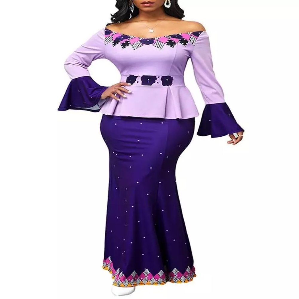 African Print Half Sleeve and Maxi Skirt